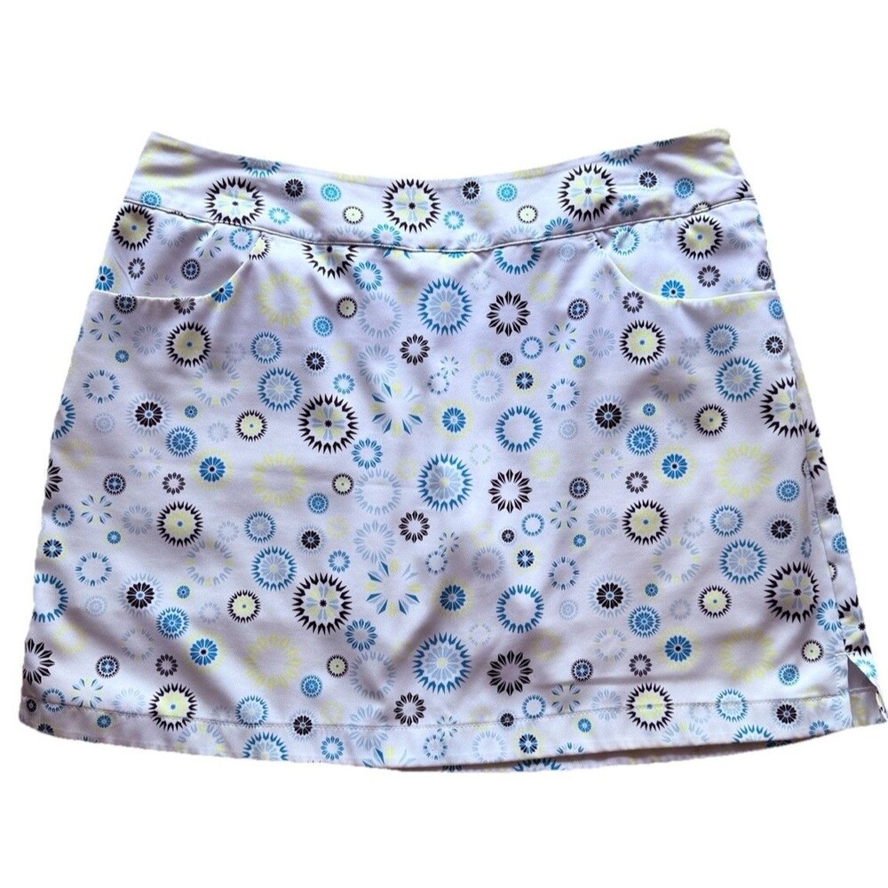 Adidas Sz 8 Clima-Cool Golf Tennis Pickleball Skort Pockets Side Zip Geometric